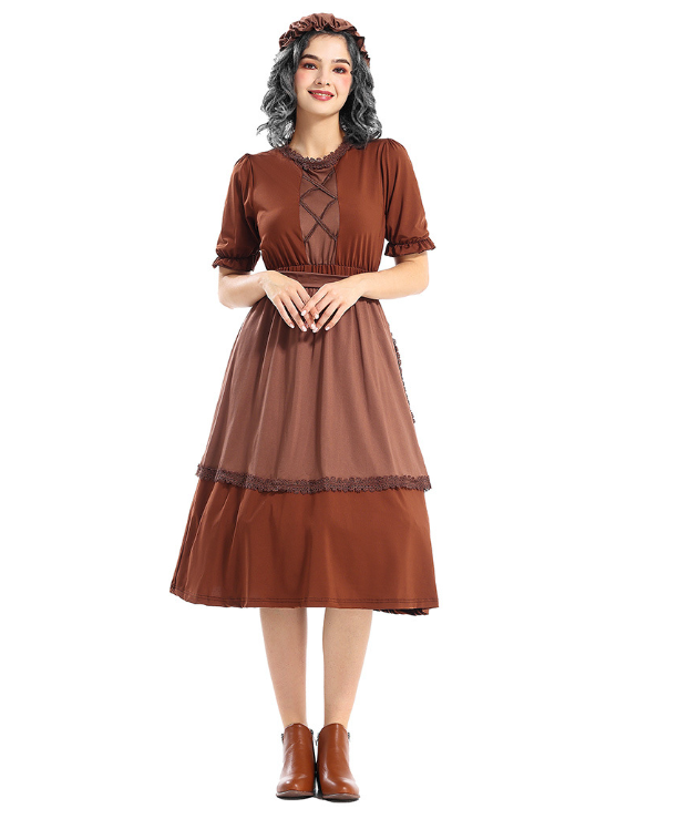 Womens Traditional Maid Costume Victorian Housekeeping Halloween Party Wear